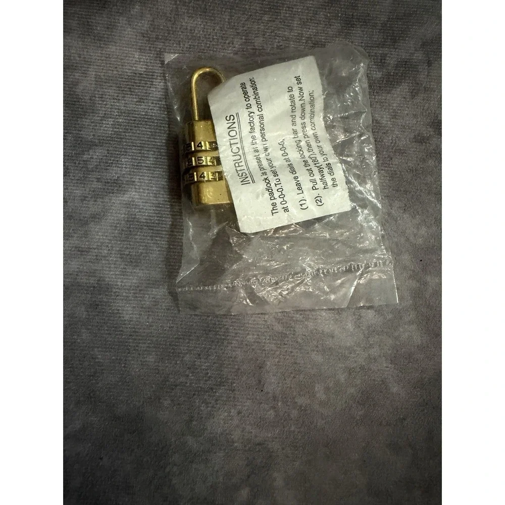 Brass 3-Dial Resettable Combination Padlock, Gold Metallic Finish, Small
